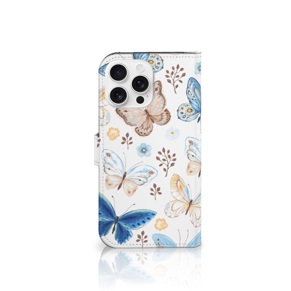 iPhone 16 Pro Max Telefoonhoesje met Pasjes Vlinder voorkant