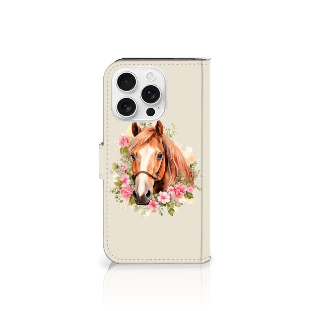 iPhone 16 Pro Telefoonhoesje met Pasjes Paard vooraanzicht