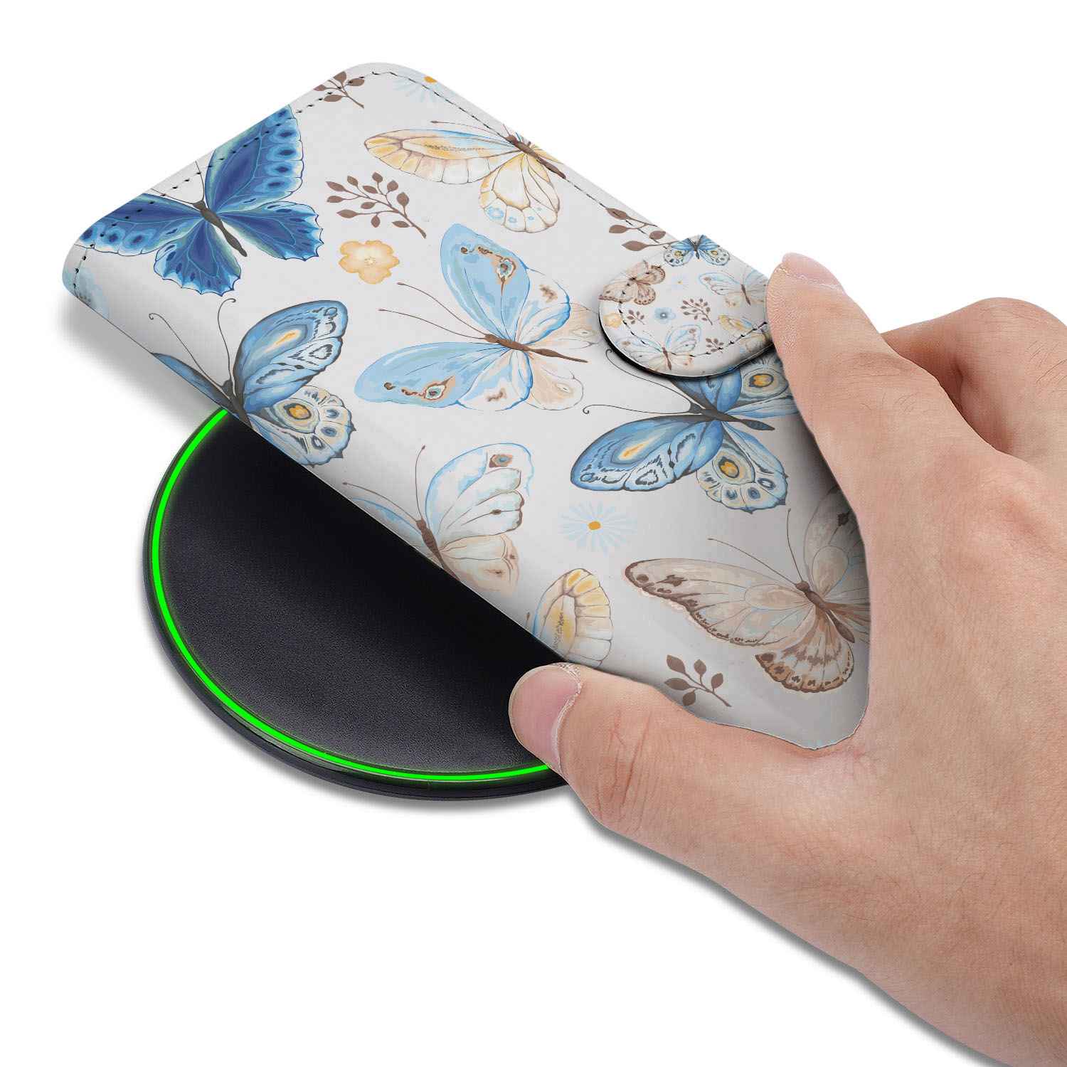 iPhone 16e Telefoonhoesje met Pasjes Vlinder aanzicht