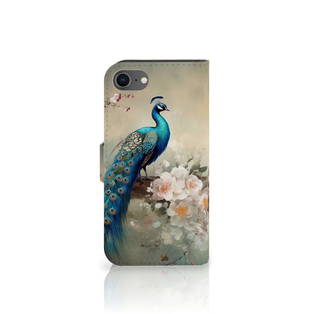 Telefoonhoesje met Pasjes voor iPhone 7 | 8 | SE (2020) | SE (2022) Vintage Pauwen