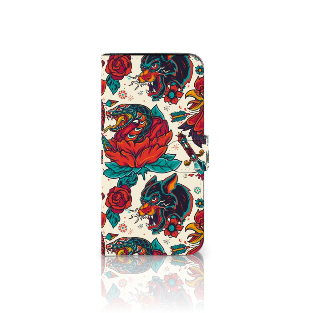 Google Pixel 9 | 9 Pro Telefoonhoesje met foto Old Skool tatoeage kleurrijk design aanzicht