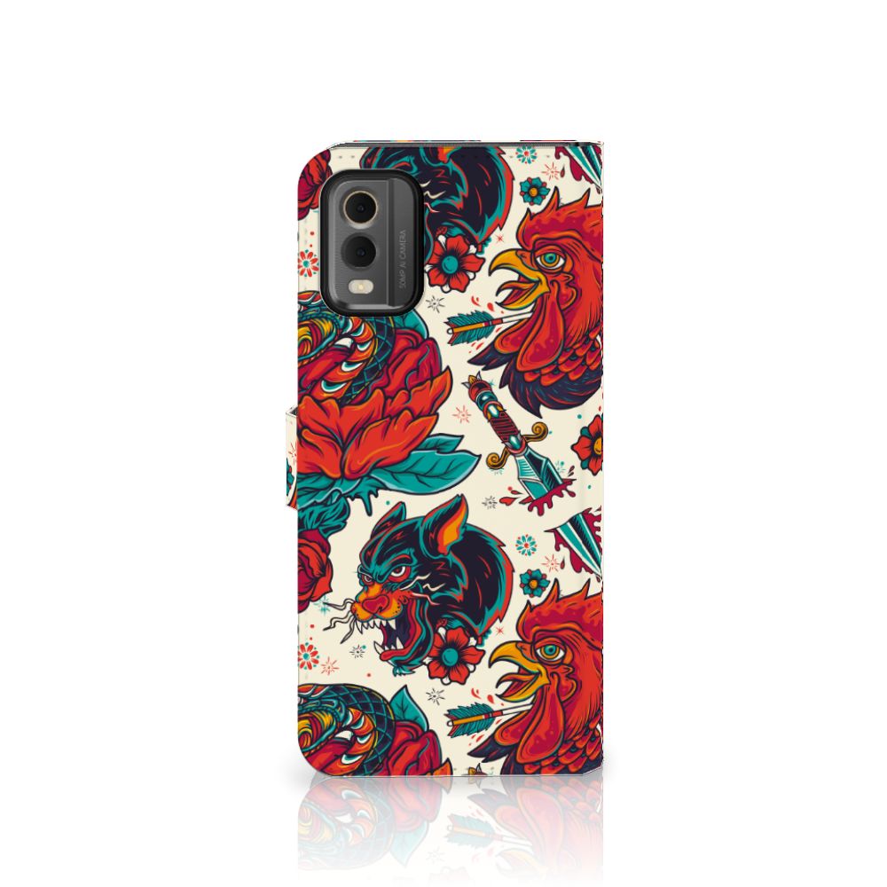 Telefoonhoesje met foto voor Nokia C32 Old Skool met kleurrijk tattoo-ontwerp 🌹
