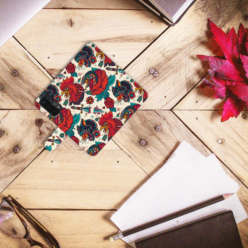 OPPO A54 5G | A74 5G | A93 5G Telefoonhoesje met foto Old Skool tatoeage design aanzicht