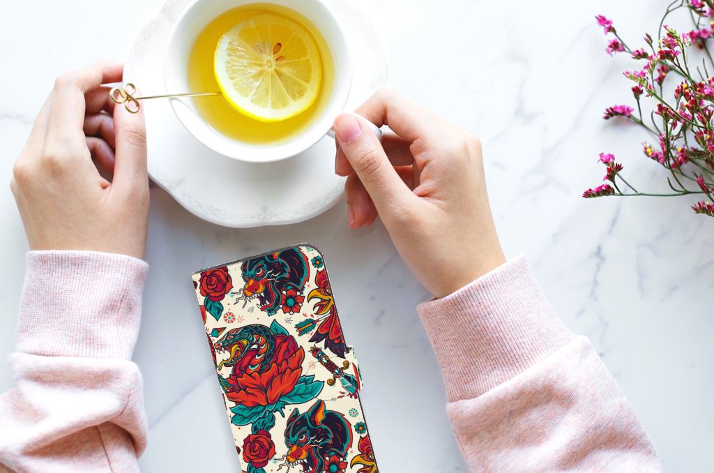 OPPO A54 5G A74 5G A93 5G Telefoonhoesje met foto Old Skool design bovenaanzicht