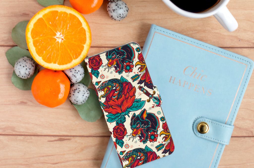 Telefoonhoesje met foto voor OPPO A58 4G Old Skool vintage design bovenaanzicht