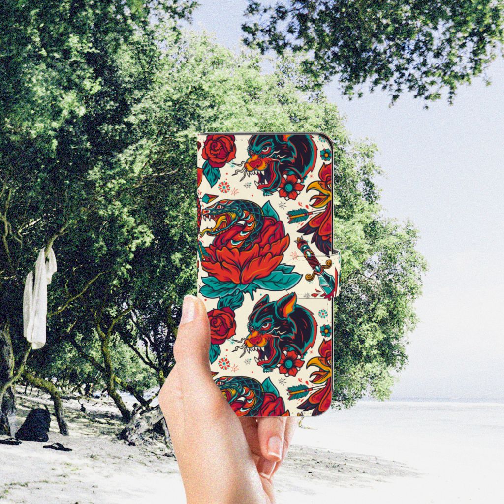 OPPO A98 5G Telefoonhoesje met foto Old Skool tatoeage bloemen design hand