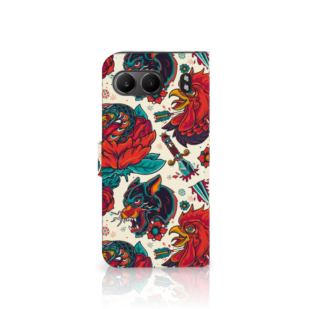 OnePlus Nord 4 Telefoonhoesje met foto Old Skool design tattoo bloemen aanzicht