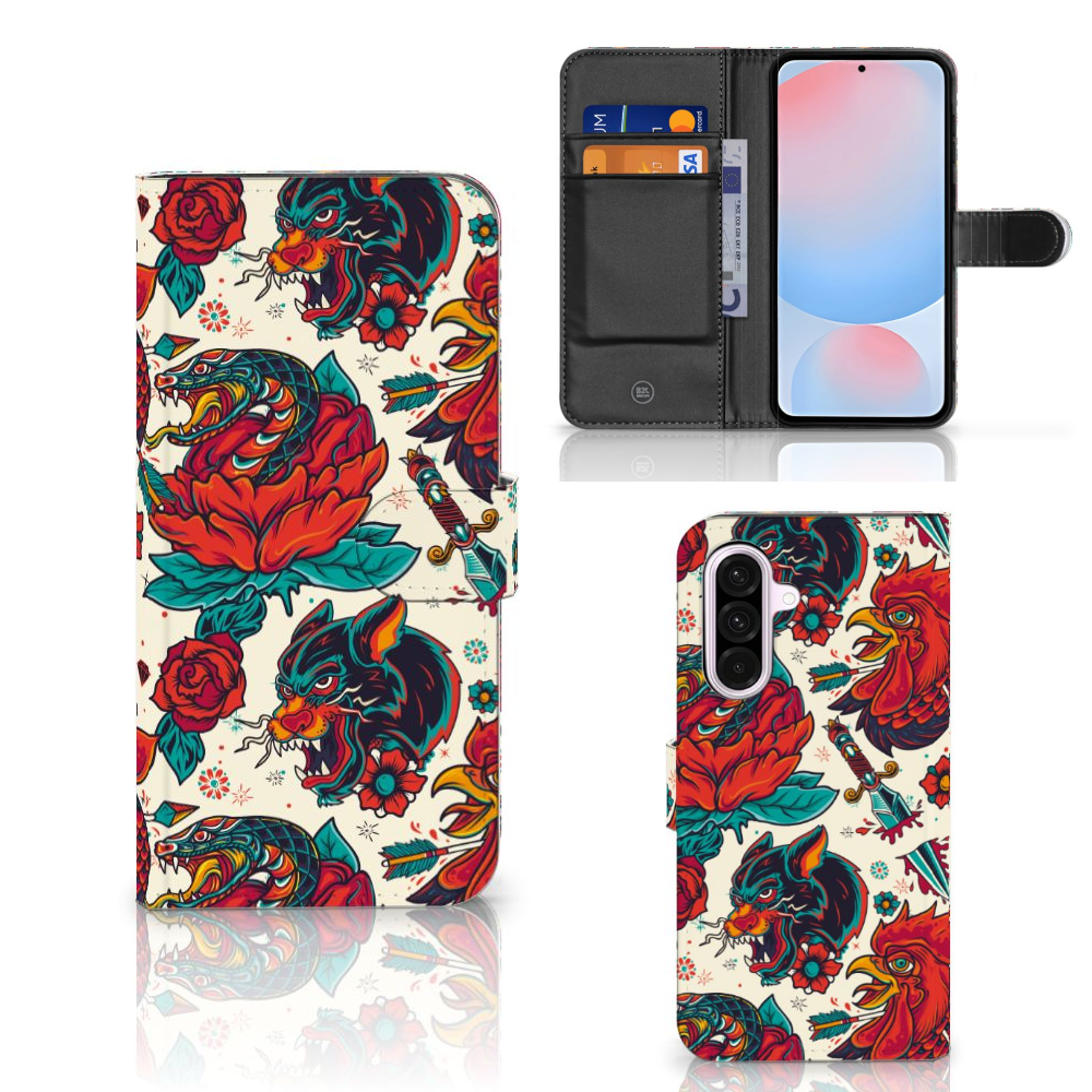 Samsung Galaxy A56 Telefoonhoesje met foto Old Skool design tatoeage vooraanzicht zijkant