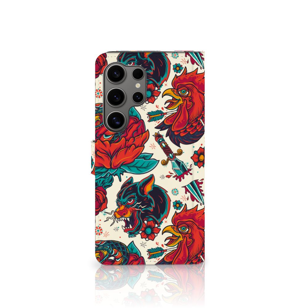 Samsung Galaxy S25 Ultra Telefoonhoesje met foto Old Skool tattoo design vooraan