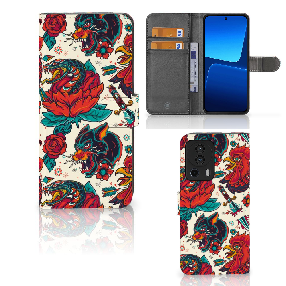 Xiaomi 13 Lite Telefoonhoesje met foto Old Skool design voorzijde binnenzijde