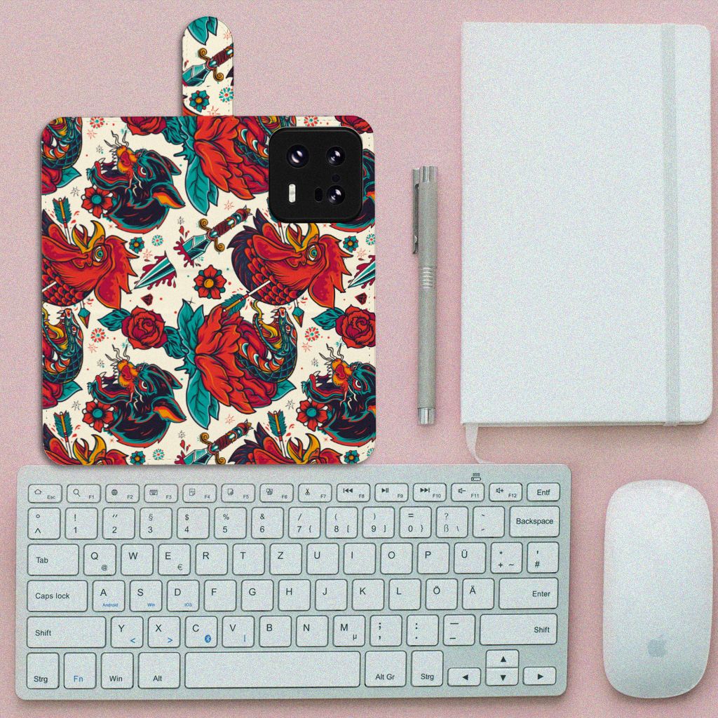 Xiaomi 13 Pro Telefoonhoesje met foto Old Skool vintage design tatoeage vooraanzicht
