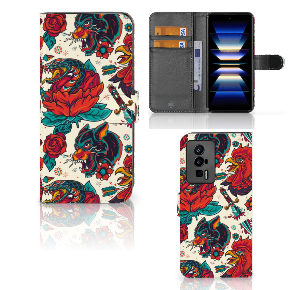 Xiaomi Poco F5 Pro Telefoonhoesje met foto Old Skool design aanzicht