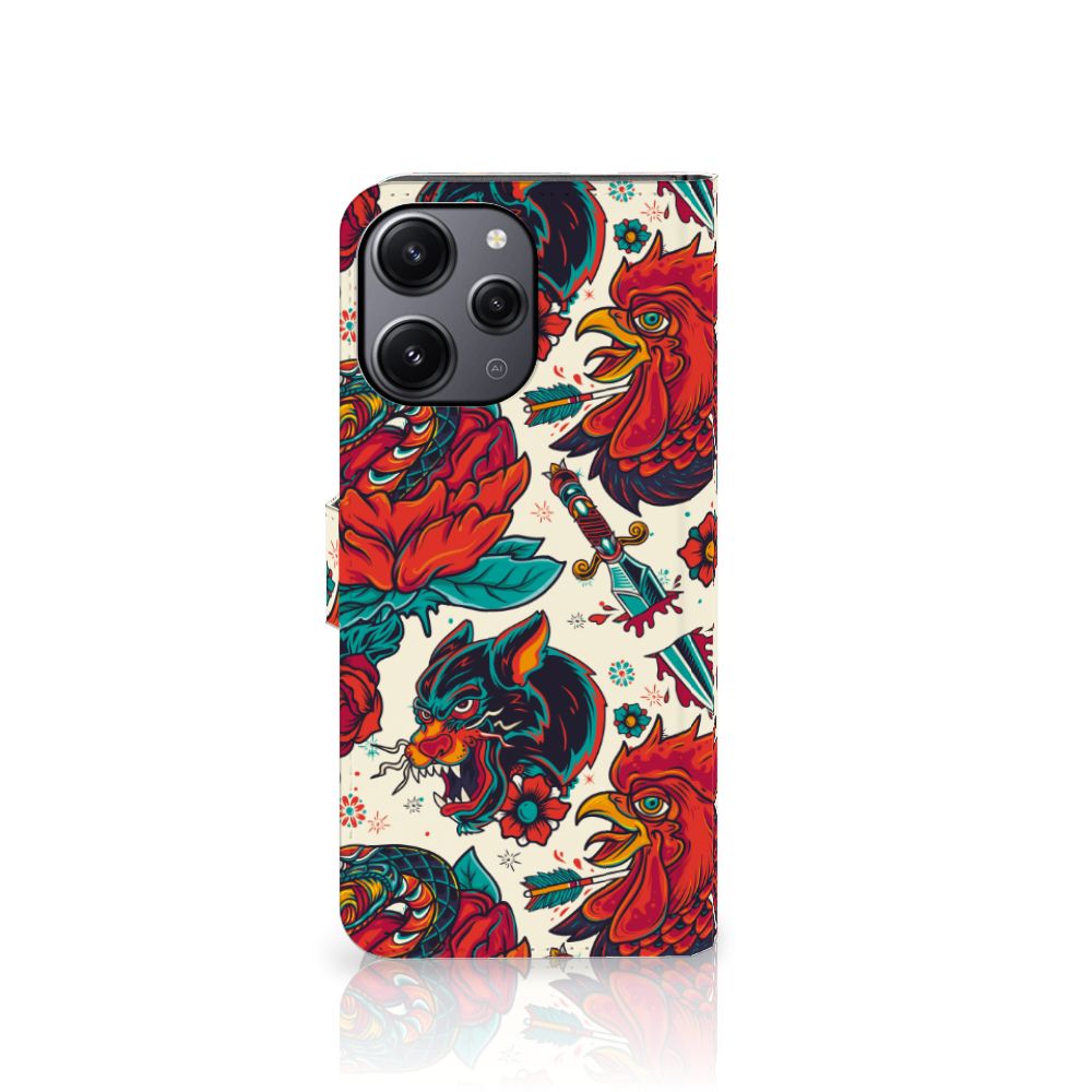Xiaomi Redmi 12 Telefoonhoesje met foto Old Skool tattoo design rechter aanzicht