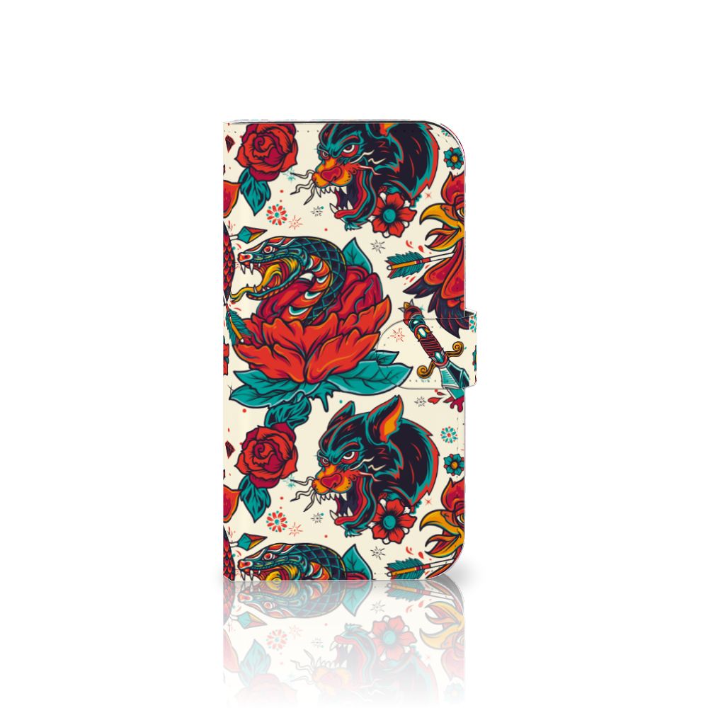 iPhone 15 Plus Telefoonhoesje met foto Old Skool tattoo design vooraanzicht