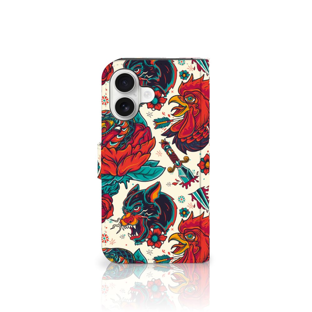 iPhone 16 Telefoonhoesje met foto Old Skool tattoo ontwerp vooraanzicht