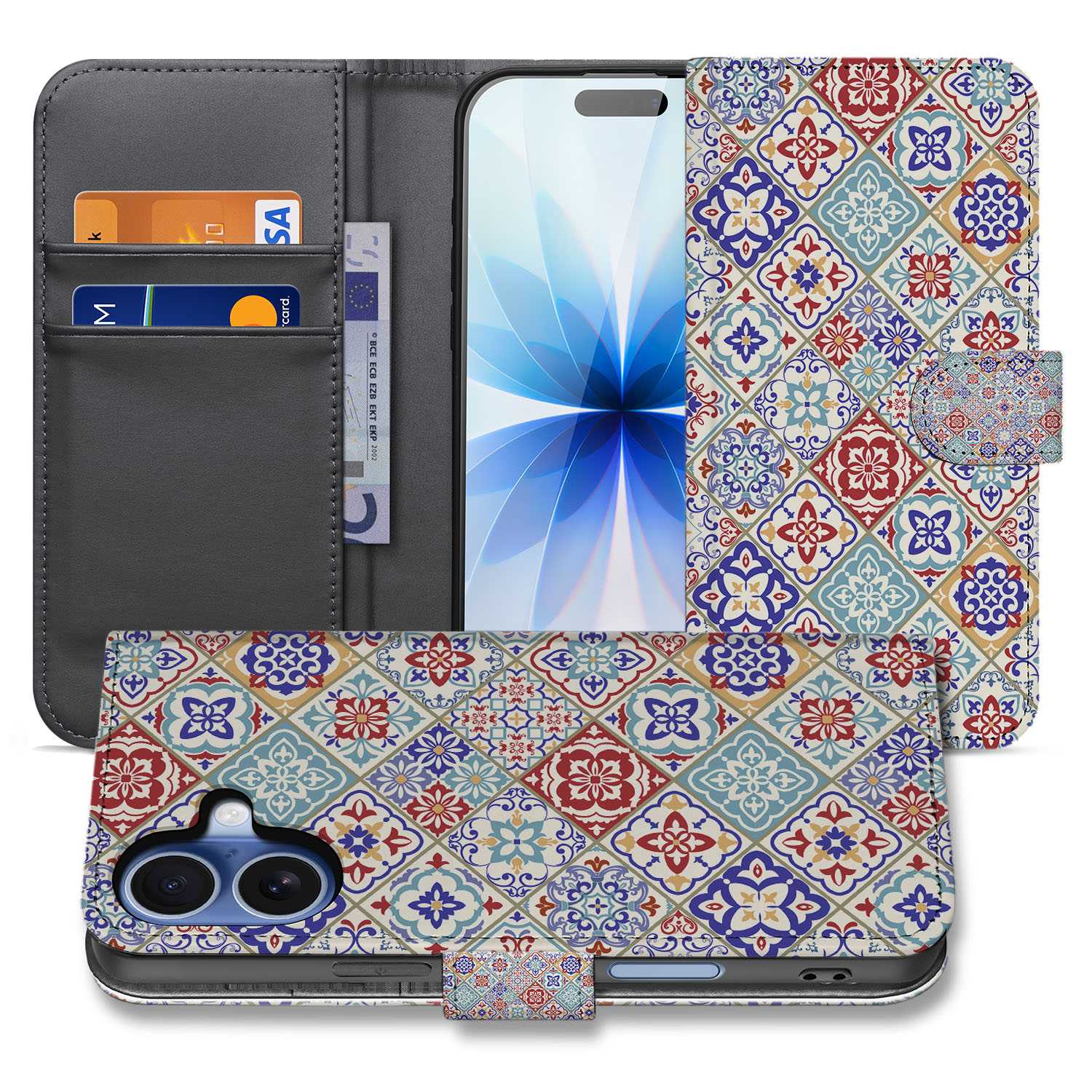 Tiles Color Hoesje Voor iPhone 17 Book Case tegelmotief voorkant binnenkant