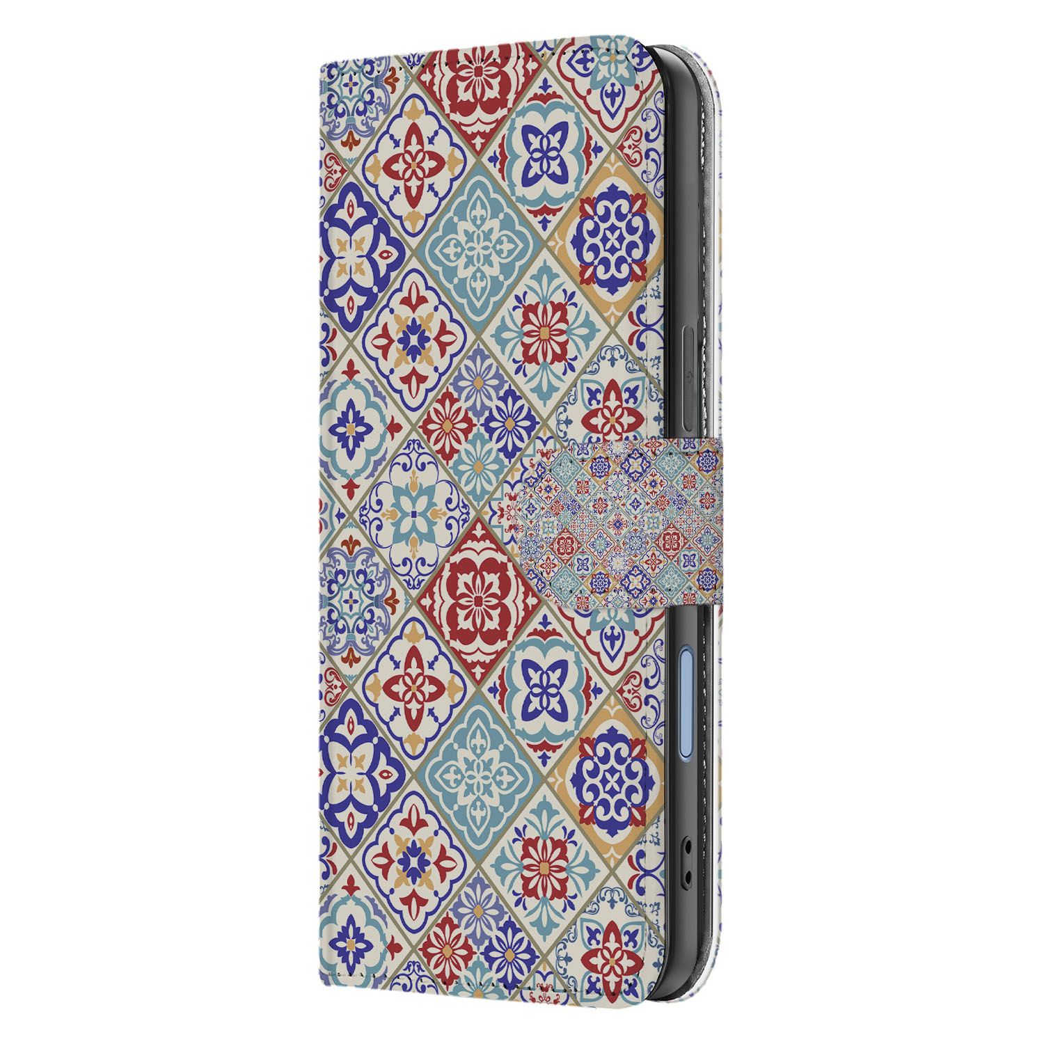 Tiles Color Hoesje Voor iPhone 17 Book Case kleurrijk tegelmotief zijkant