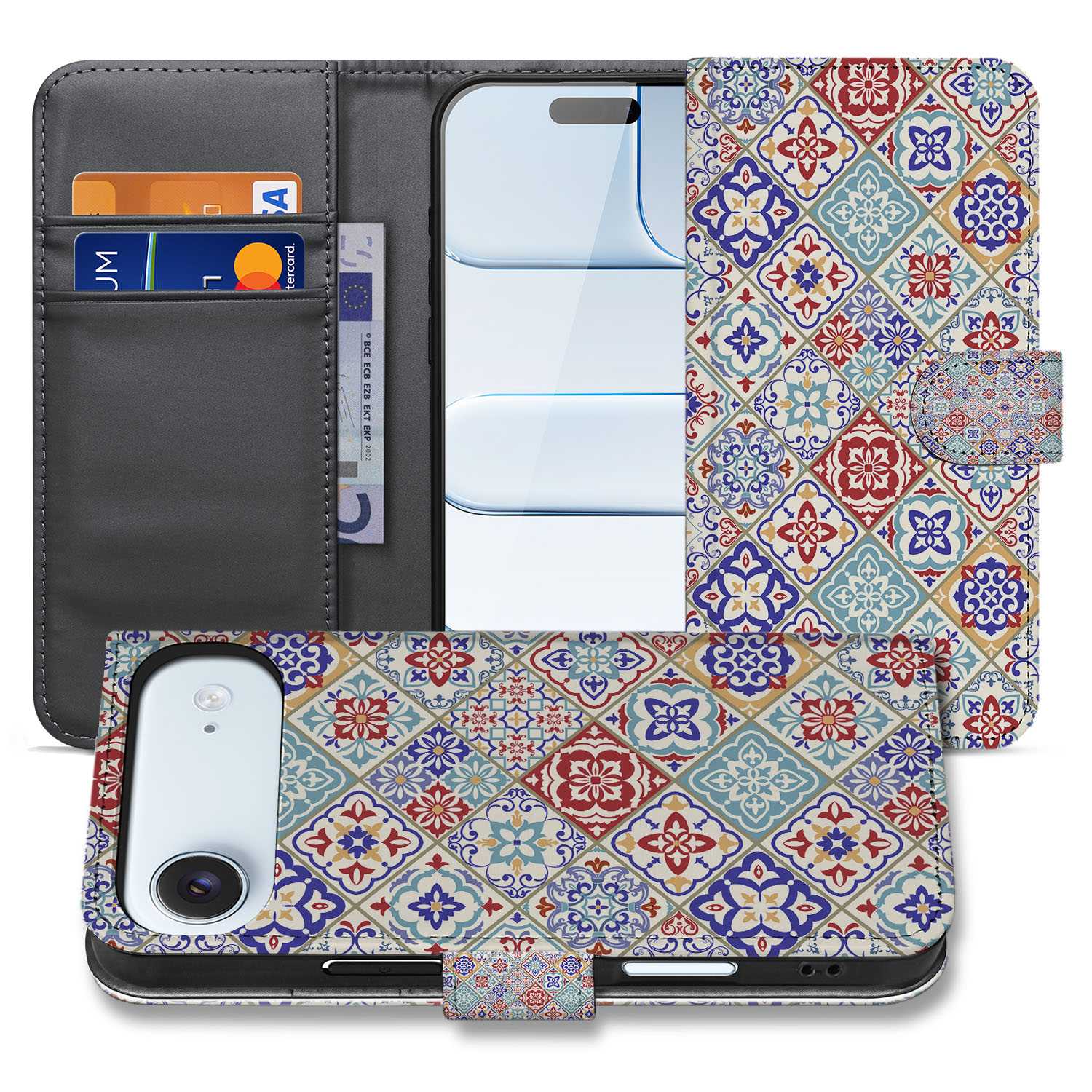 Tiles Color Hoesje Voor iPhone Air Bookcase kleurrijk tegelmotief binnenkant buitenkant