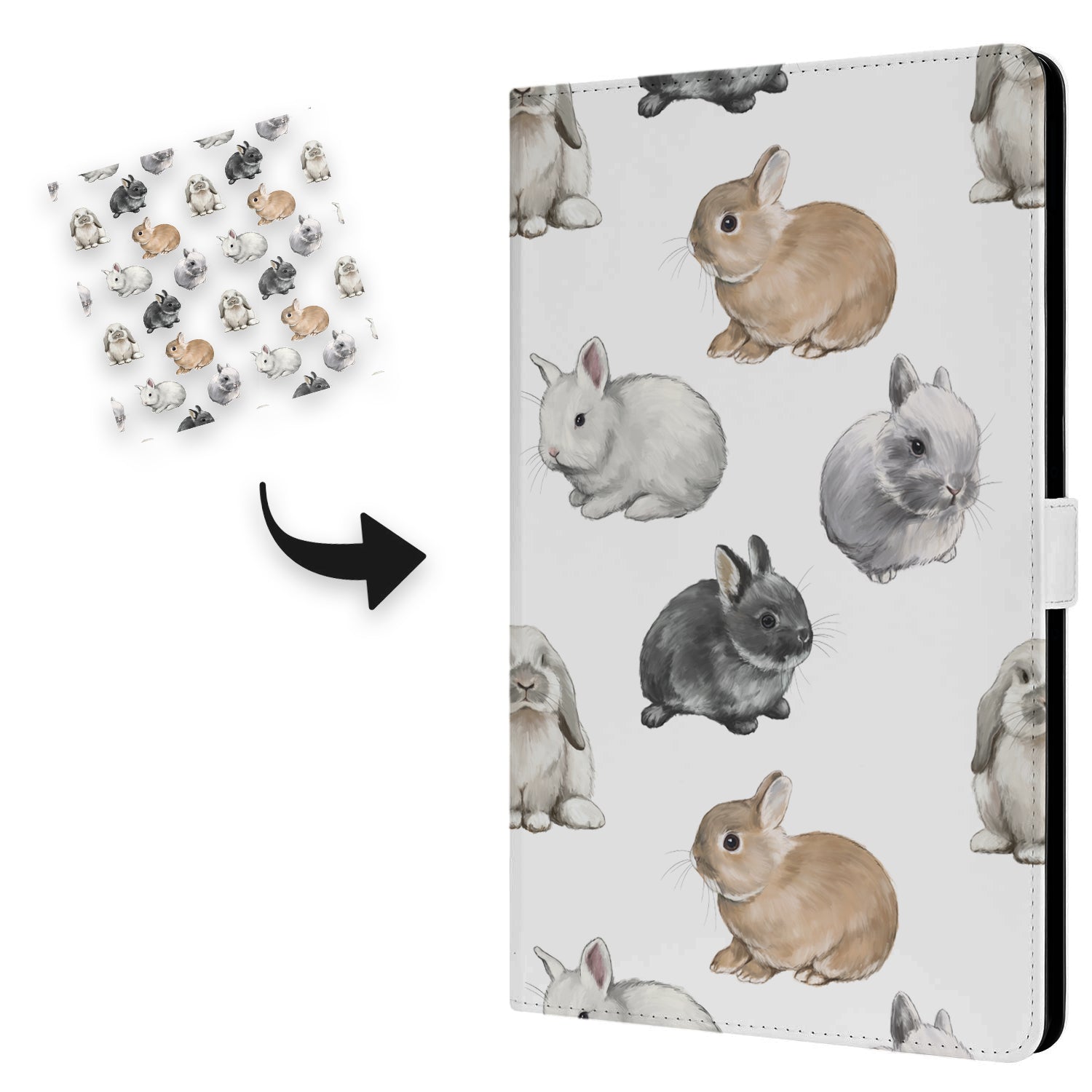 Uniek Nokia T20 Tablethoesje met Stand - Konijntjes Design | B2C Telecom