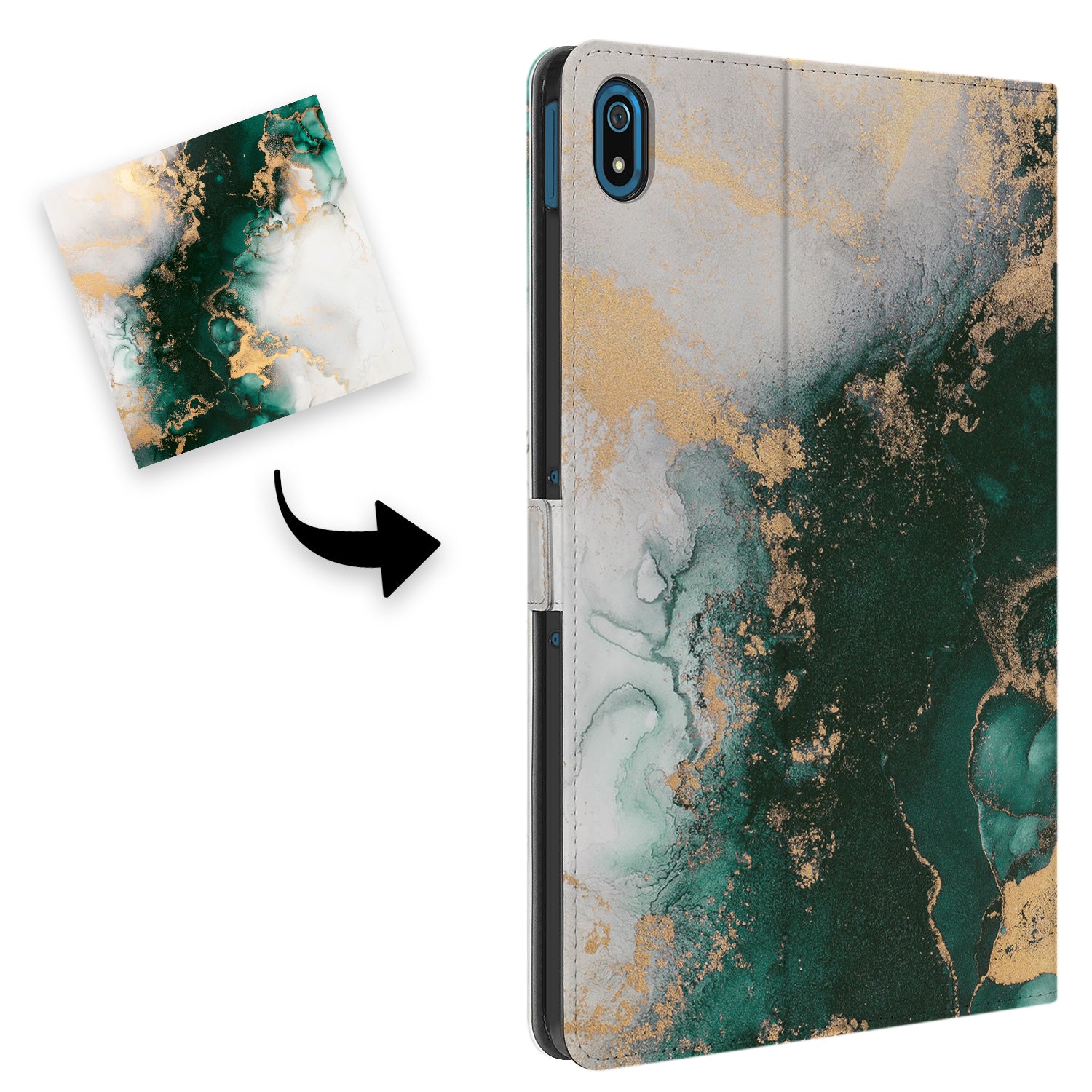 Uniek Nokia T20 Tablethoesje met Stand - Marble Green Design | B2C Telecom