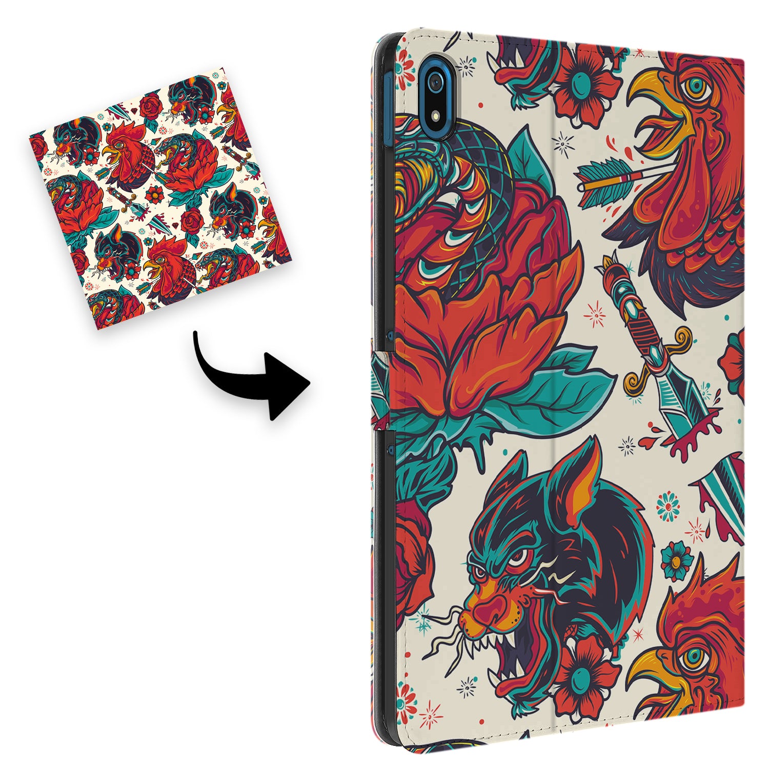 Uniek Nokia T20 Tablethoesje met Stand - Old Skool Design | B2C Telecom