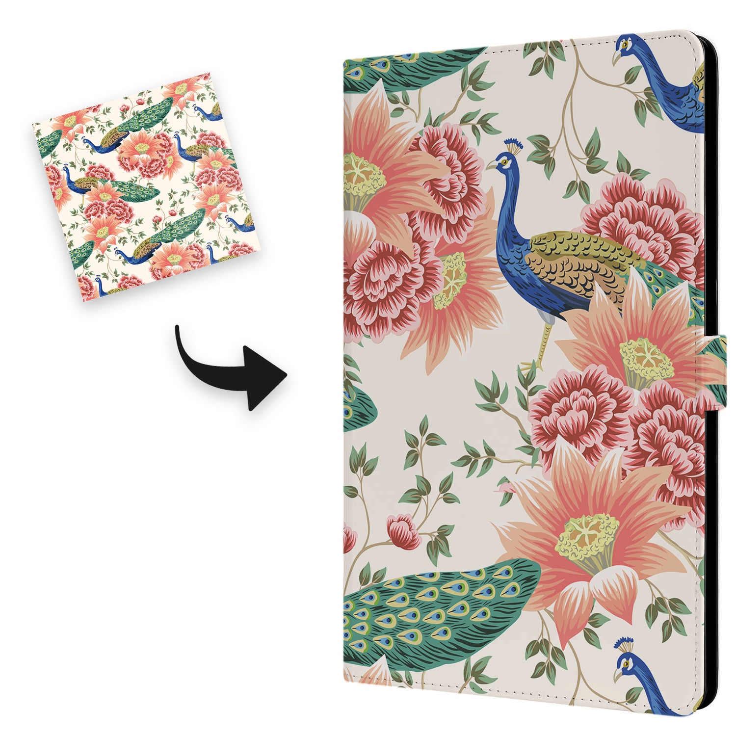 Uniek Nokia T20 Tablethoesje met Stand - Pink Peacock Design | B2C Telecom