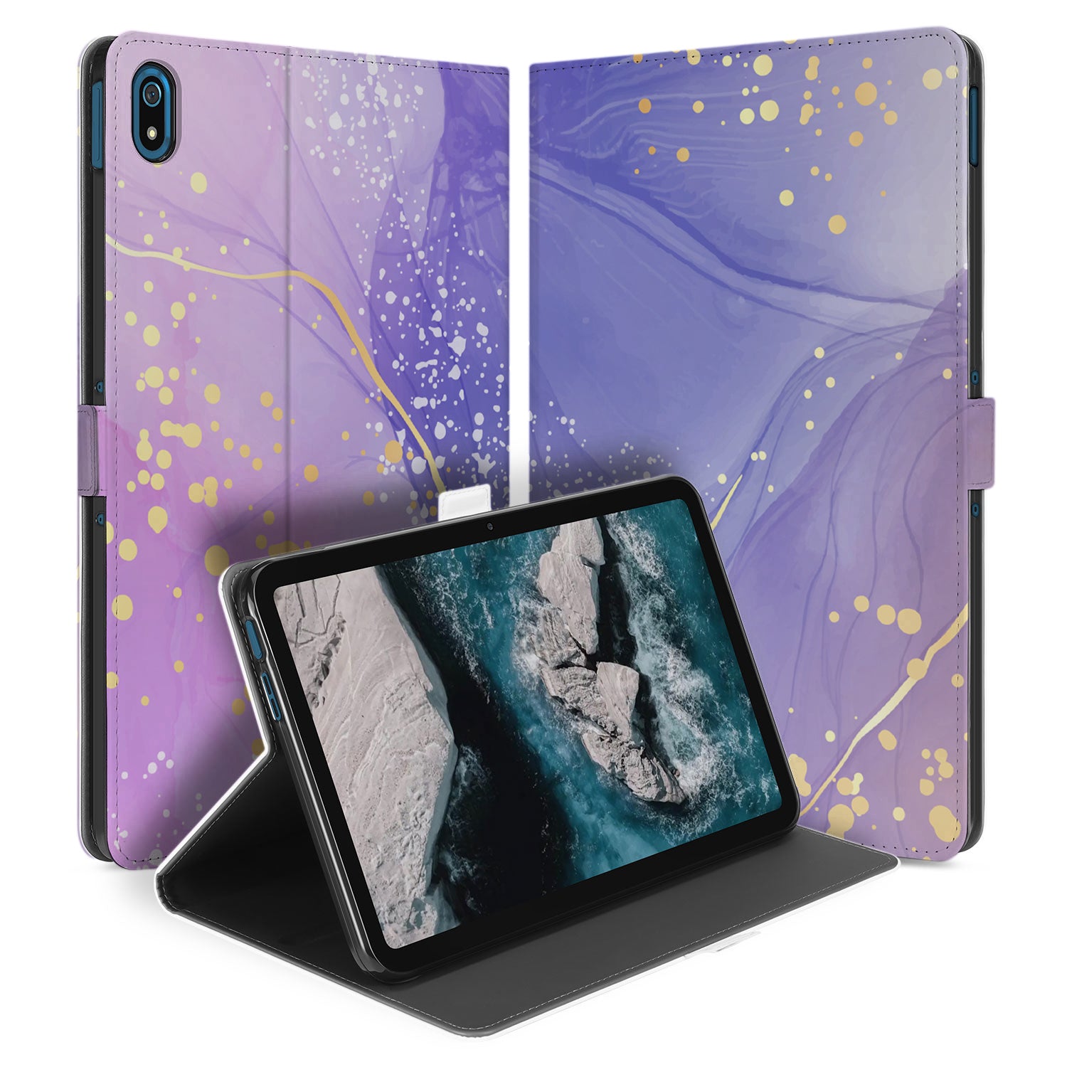 Uniek Nokia T20 Tablethoesje met Stand - Watercolor Paars Design | B2C Telecom