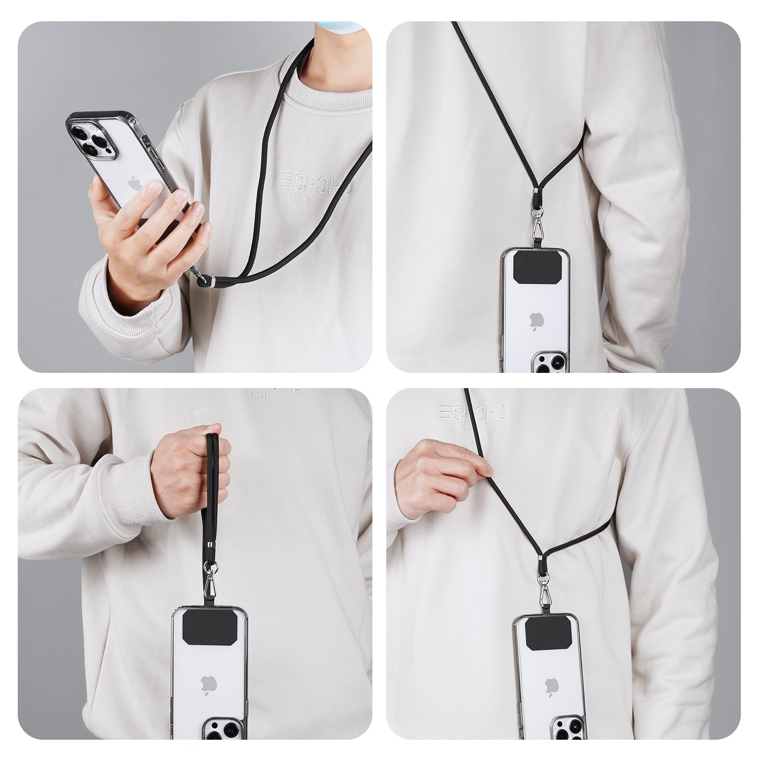 Universeel Telefoonkoord Zwart - Zilver