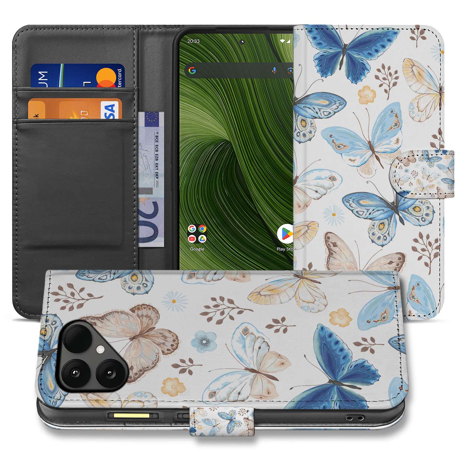 Vlinder Wallet Fairphone 6 Portemonnee Hoesje vlinderdesign voorkant binnen