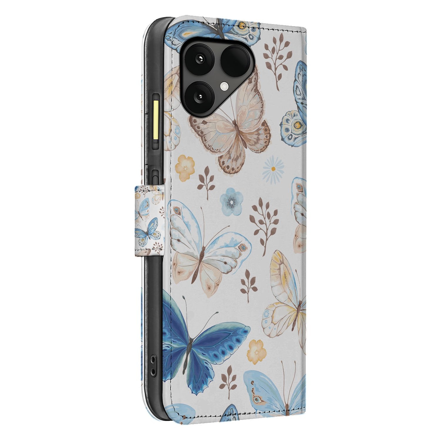 Vlinder Wallet Fairphone 6 Portemonnee Hoesje vlinderpatroon design zijaanzicht