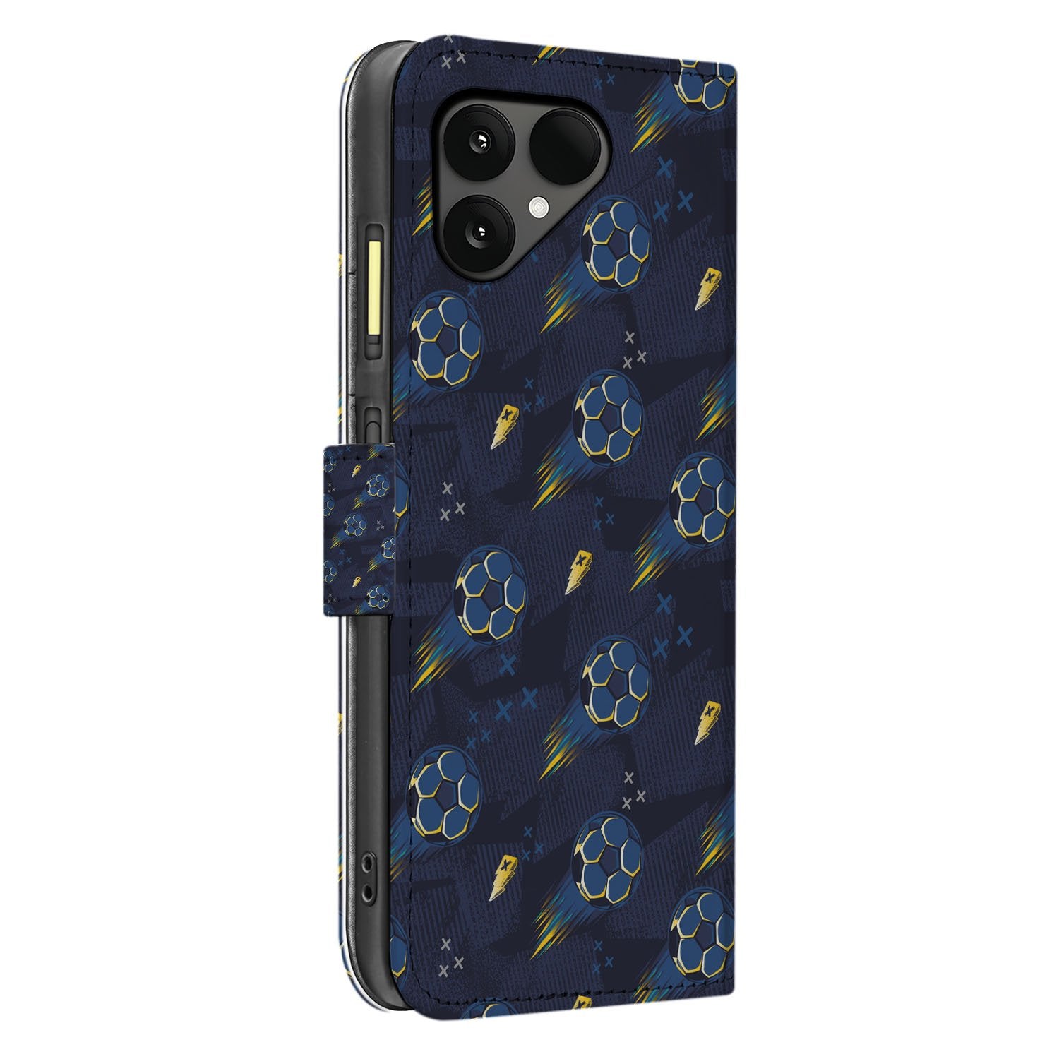 Fairphone 6 Voetbal Design Book Case PU Leer zijkant