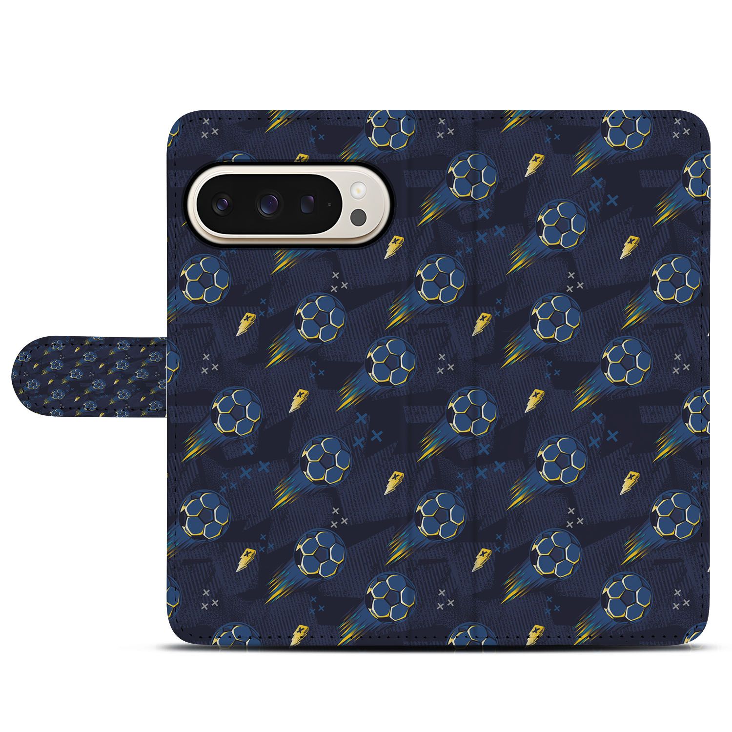 Voetbal Google Pixel 10 | 10 Pro | Book Case voetbalmotief blauw
