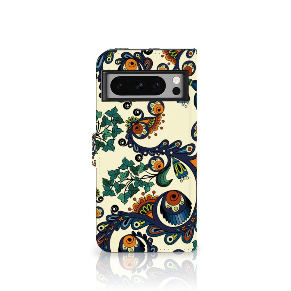 Google Pixel 8 Pro Wallet Case Barok Flower voorkant