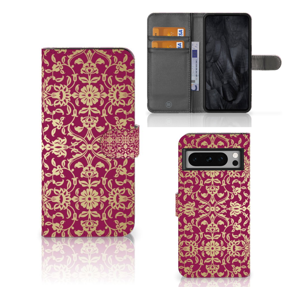 Wallet Case Google Pixel 8 Pro Barok Pink met sierlijk design en gebruiksgemak, perfecte bescherming en uitstraling 🎁