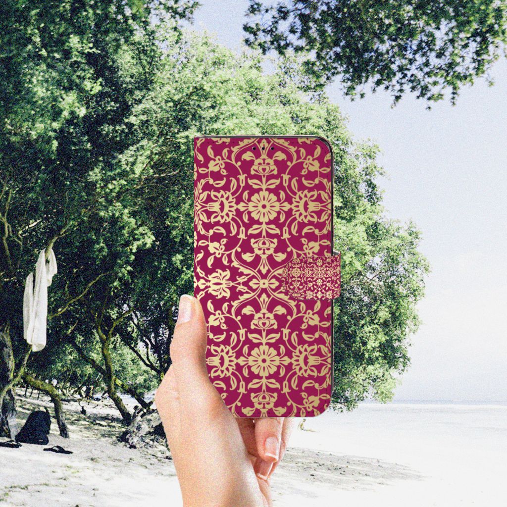 Motorola Edge 30 Pro Wallet Case Barok Pink hand strand