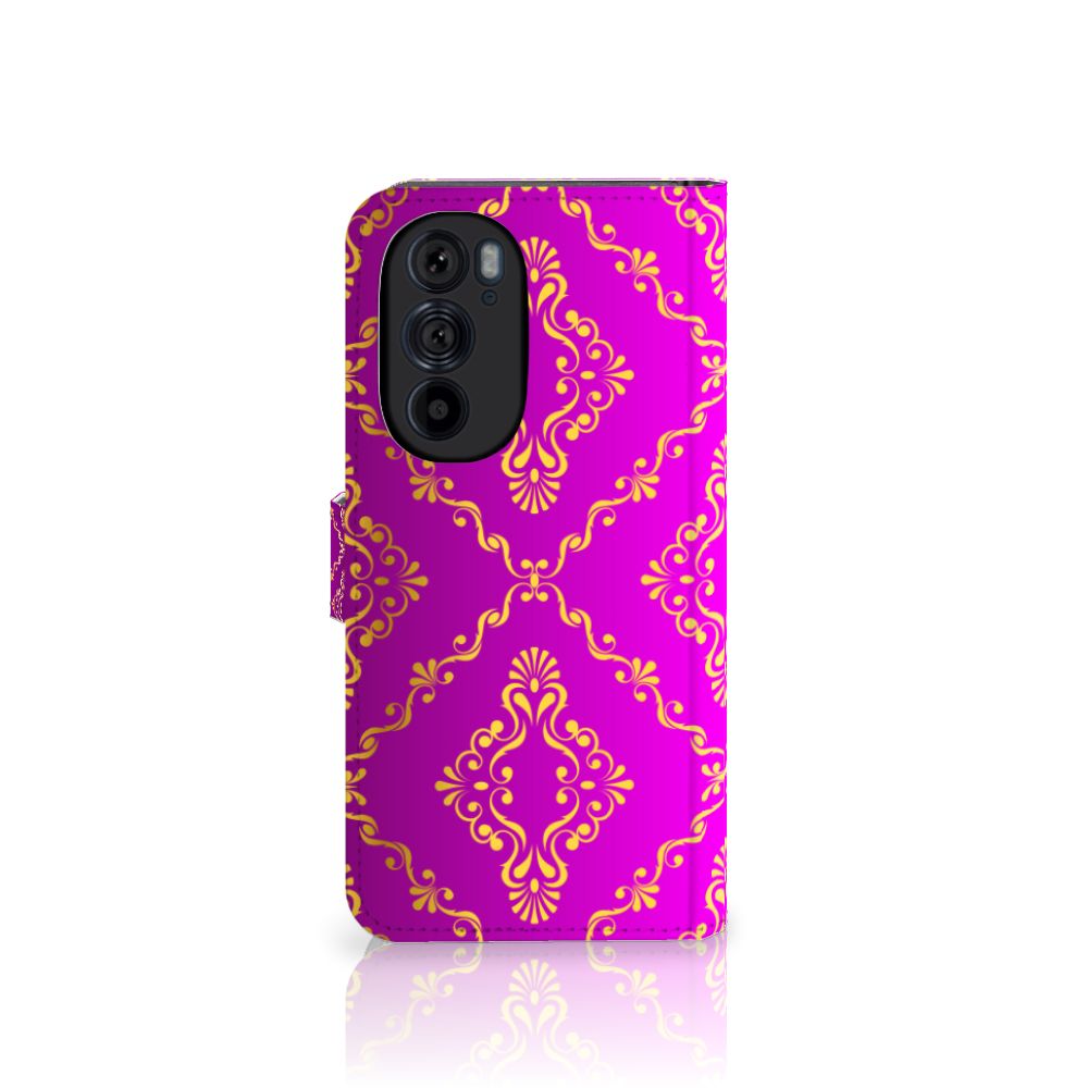 Wallet Case Motorola Edge 30 Pro Barok Roze design barok roze zijaanzicht