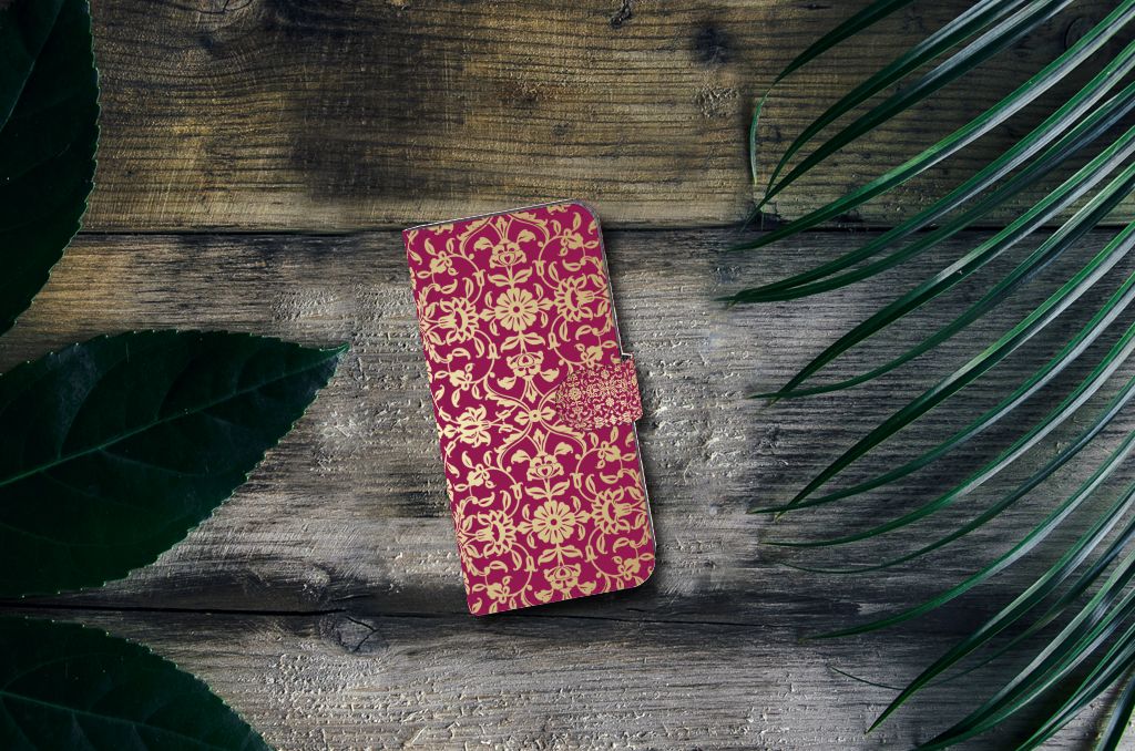 Nokia C12 Wallet Case Barok Pink design bovenaanzicht