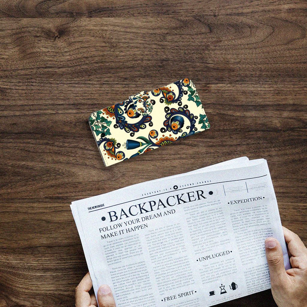 Samsung Galaxy A04e Wallet Case Barok Flower bovenaanzicht