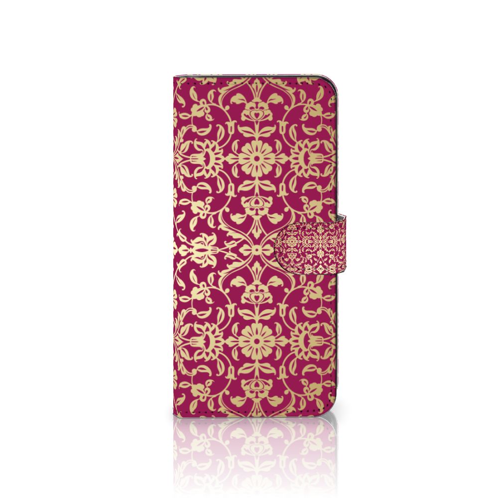 Wallet Case Samsung Galaxy A14 4G Barok Pink met elegant barok ontwerp en gouden details.