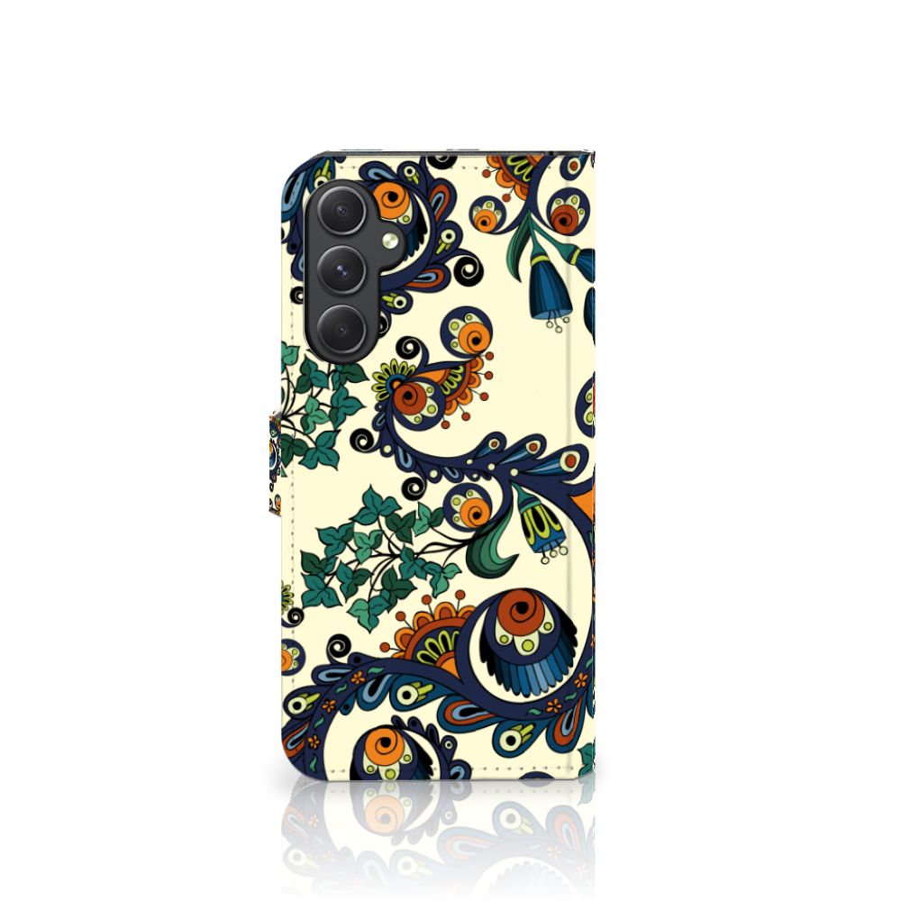 Samsung Galaxy A24 4G Wallet Case Barok Flower design bloemen ogen aanzicht