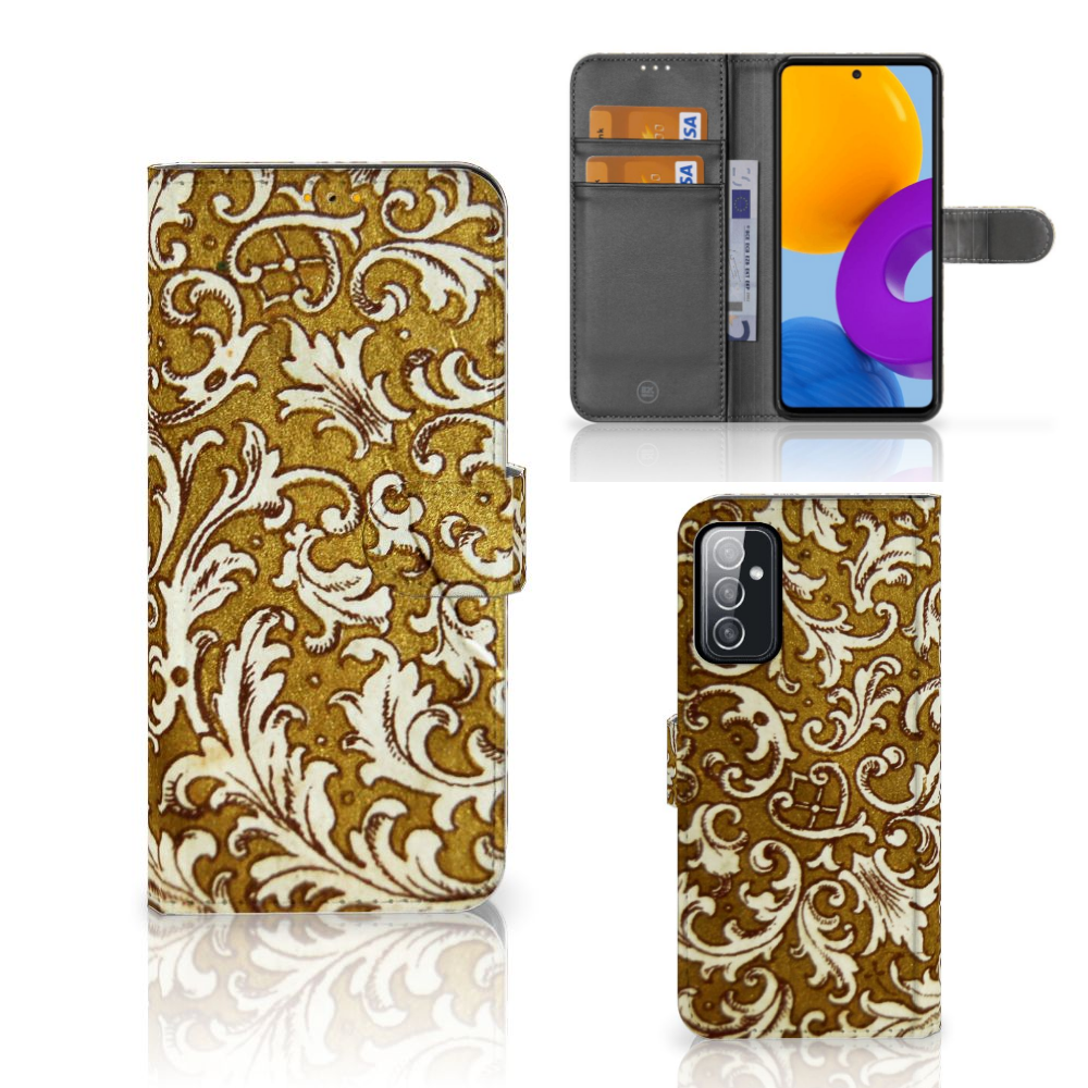 Samsung Galaxy M52 Wallet Case Barok Goud voorkant binnenkant zijkant