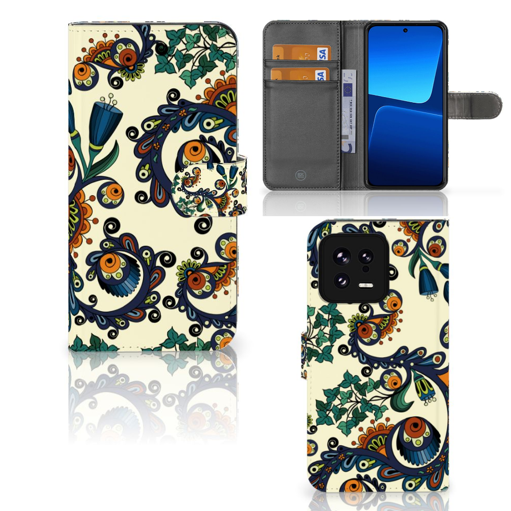 Wallet Case Xiaomi 13 Barok Flower met veelkleurig barok bloemenontwerp en gebruiksvriendelijke opbergruimte 💐.