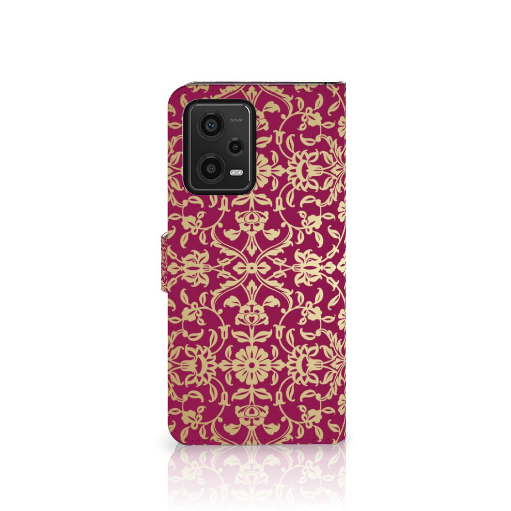 Wallet Case Xiaomi Redmi Note 12 5G Poco X5 Barok Pink design elegant aanzicht