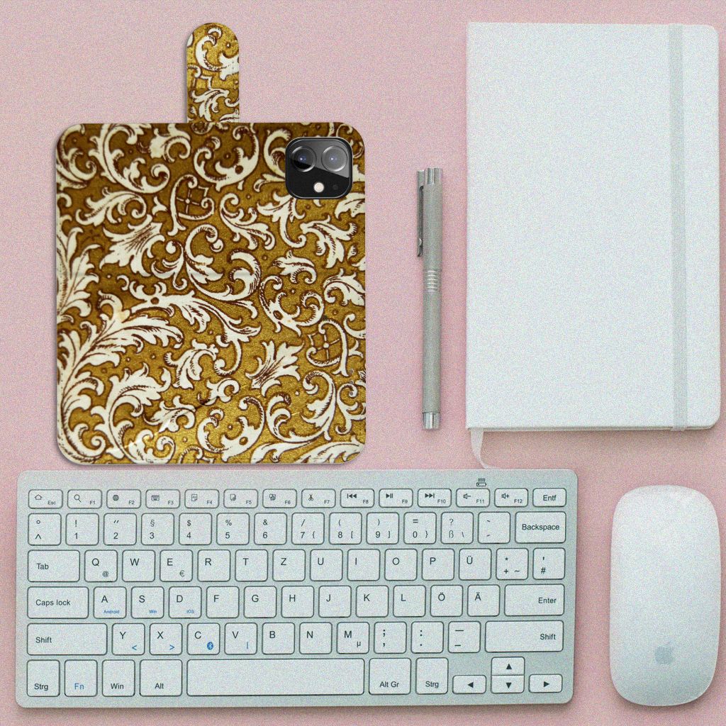 Wallet Case iPhone 12 | 12 Pro (6.1") Barok Goud bovenaanzicht
