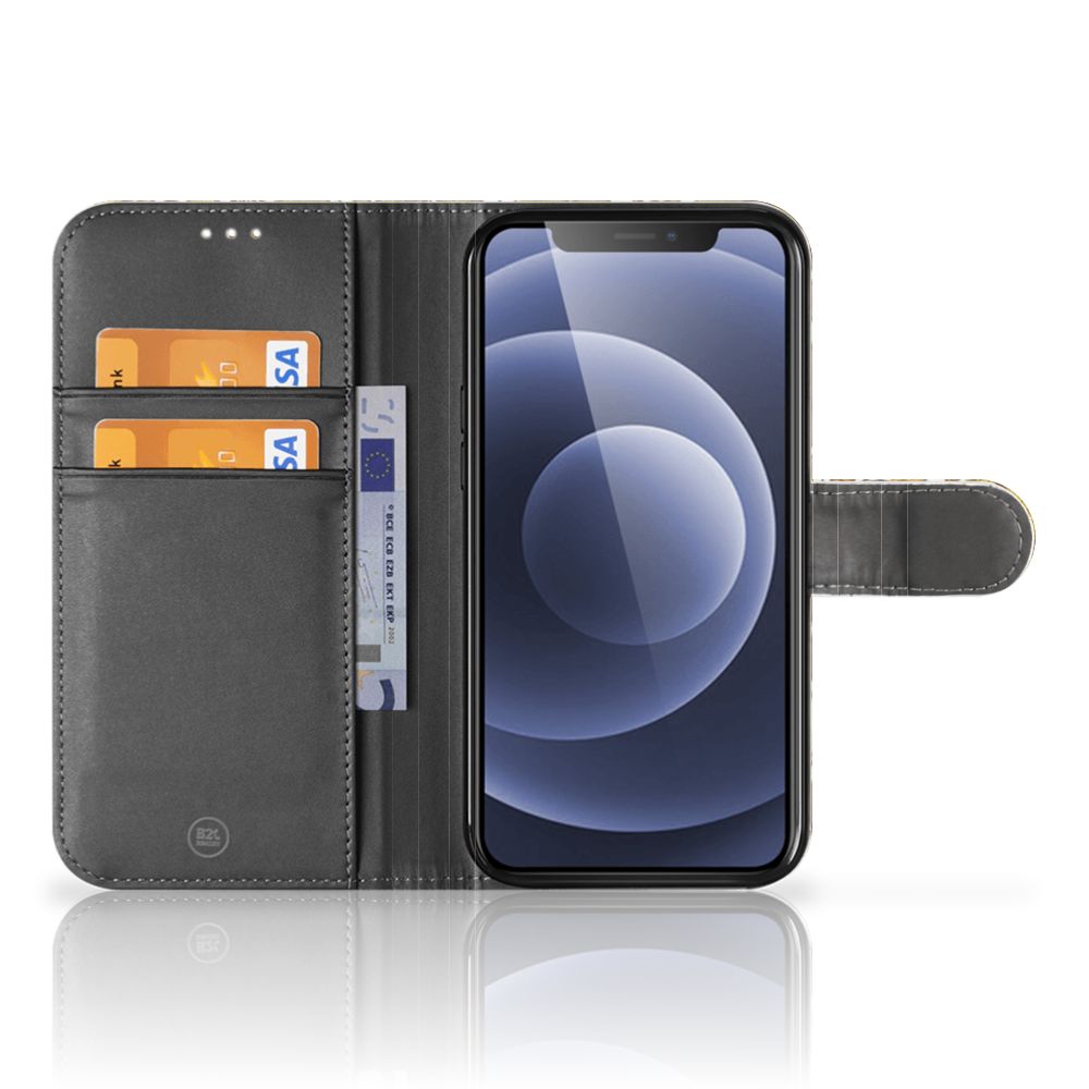 Wallet Case iPhone 12 | 12 Pro (6.1") Barok Goud binnenkant smartphone met pasjes