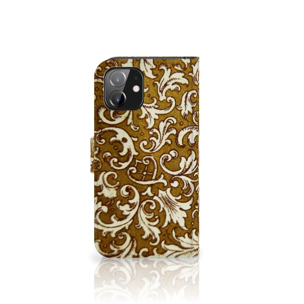 Wallet Case iPhone 12 | 12 Pro (6.1") Barok Goud boekhoesje goud design aanzicht