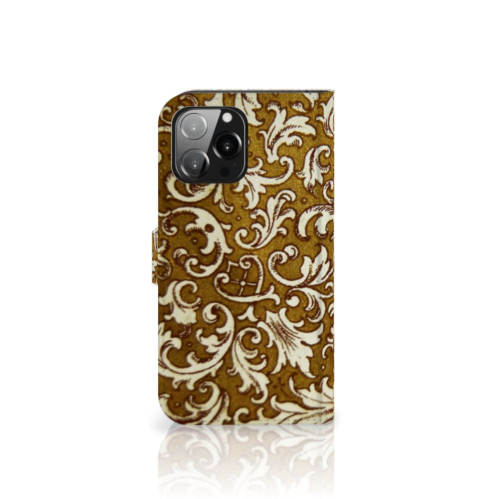 Wallet Case iPhone 13 Pro Max Barok Goud zijaanzicht