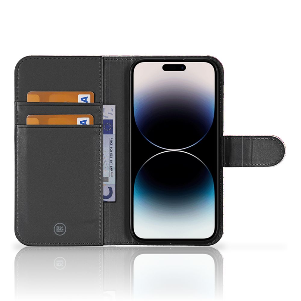 Wallet Case iPhone 15 Pro Barok Pink interieur design zwart