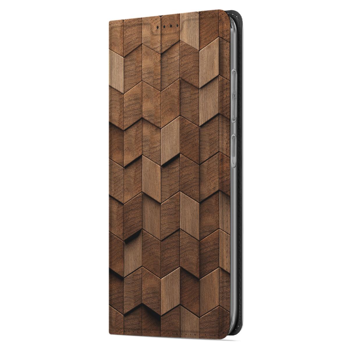 Samsung Galaxy A56 | A36 Wallet Case Wooden Cubes zijaanzicht