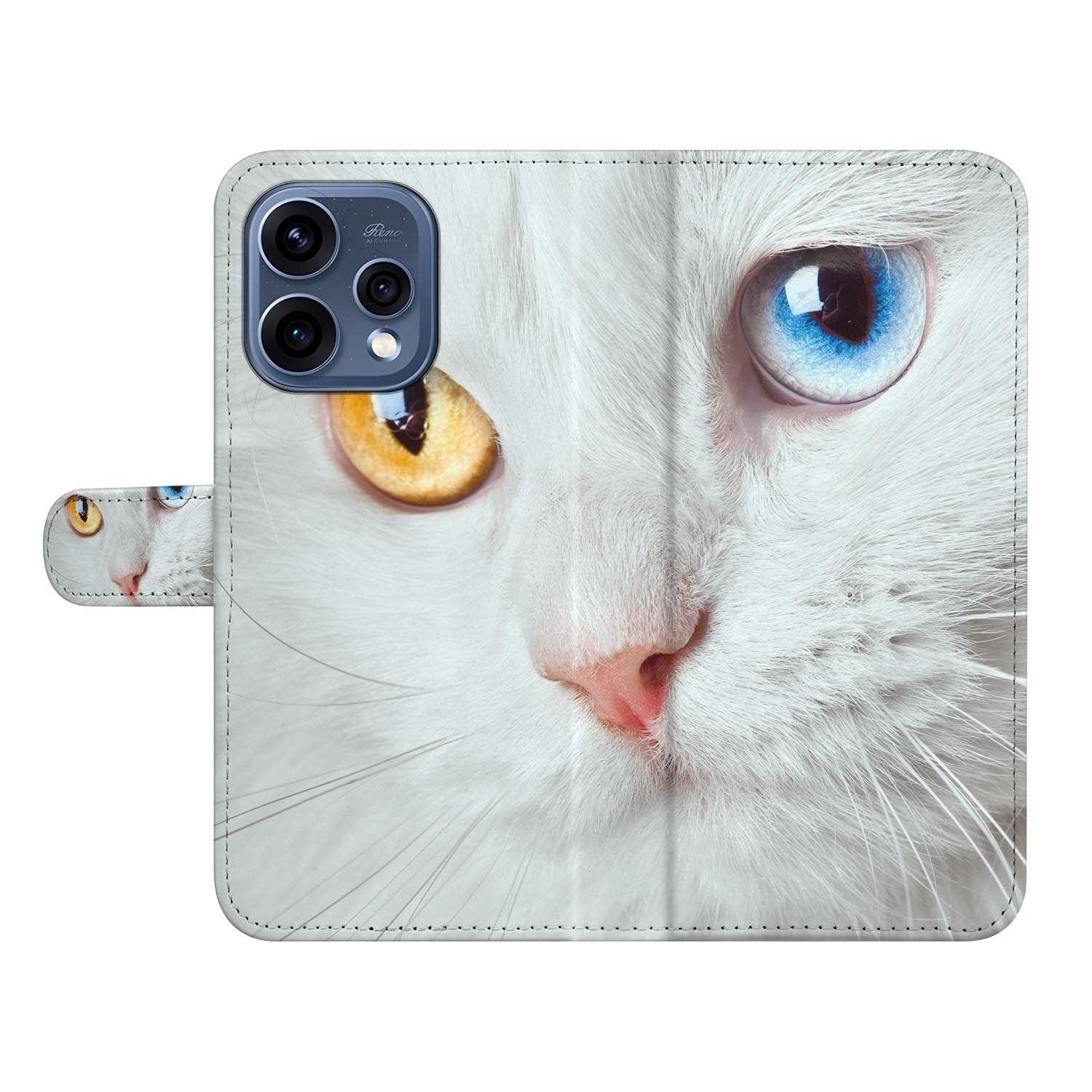 OPPO Reno15 wallet hoesje Witte Kat – print over de volledige klep